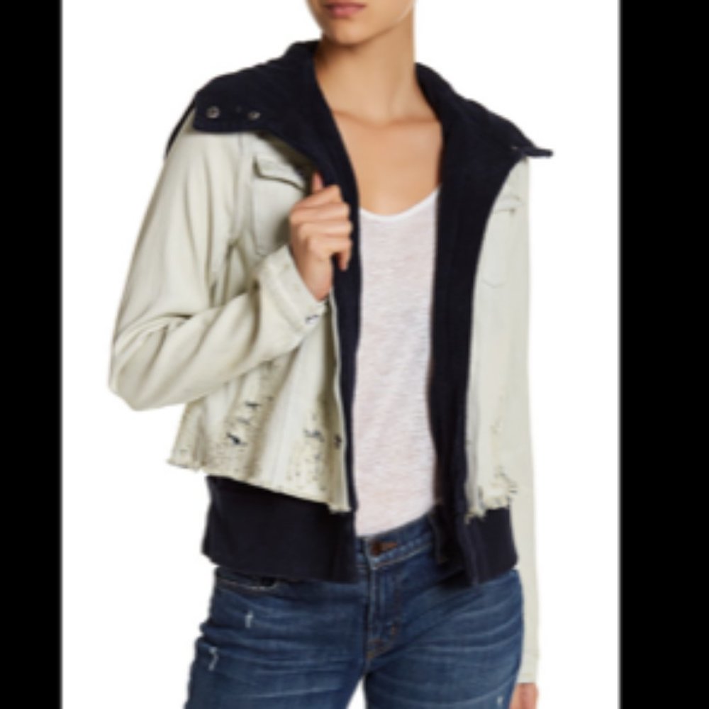 Free People Cream Jacket with Black Trim